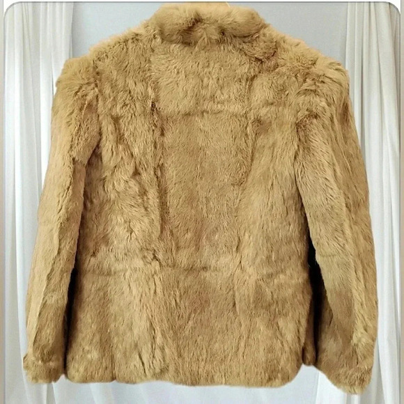 Mob Wife Fur Vintage Retro Cottage Boho Cropped Champagne Pockets Jacket Large - Picture 4 of 9